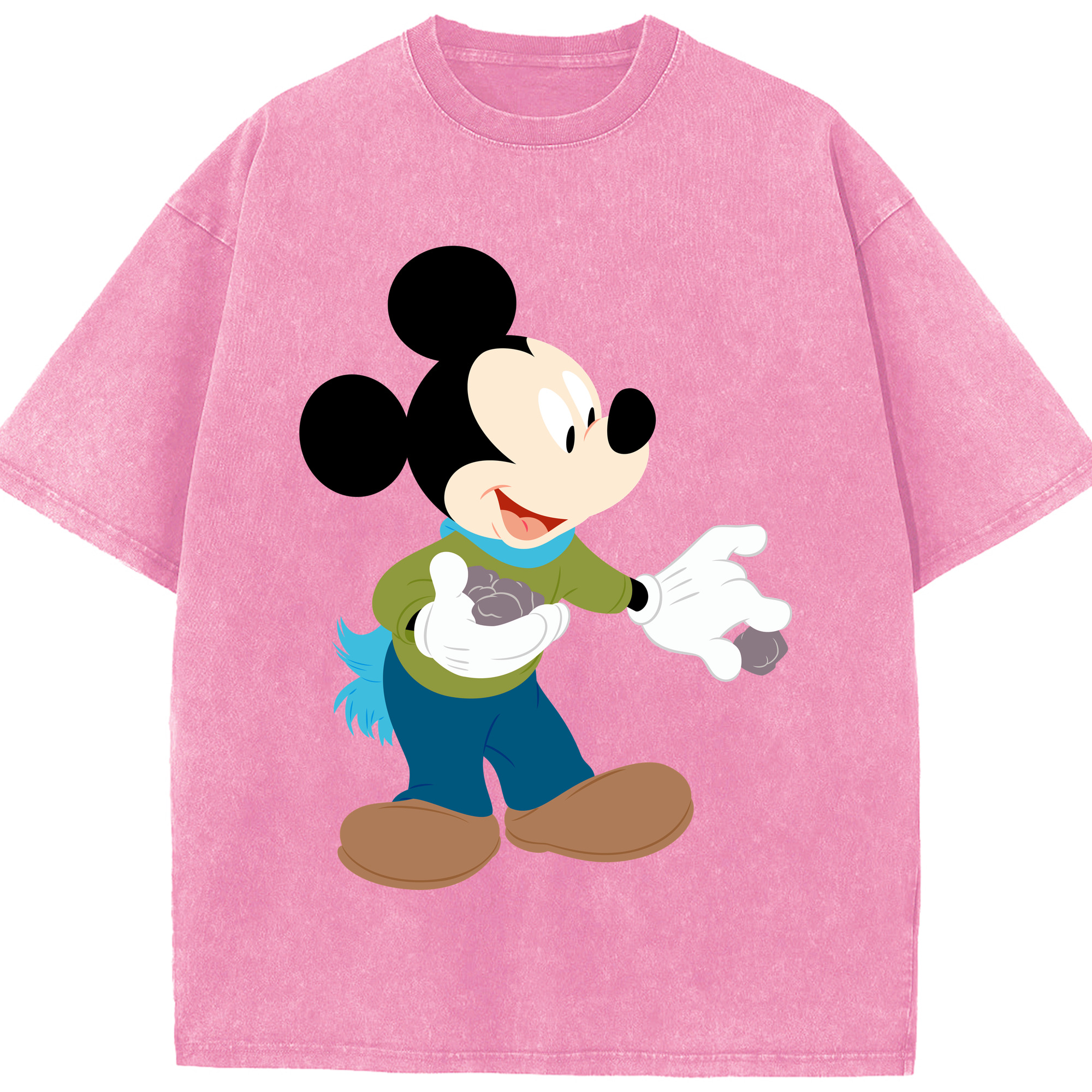 （画像用） ミッキーマウス Mickey Mouse 綿100% ヴィンテージ風 半袖Tシャツ（フロントプリント）